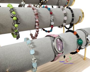 3er Schmuckständer Schmuckhalter Armbandständer Uhrenständer mit Metallträger grau